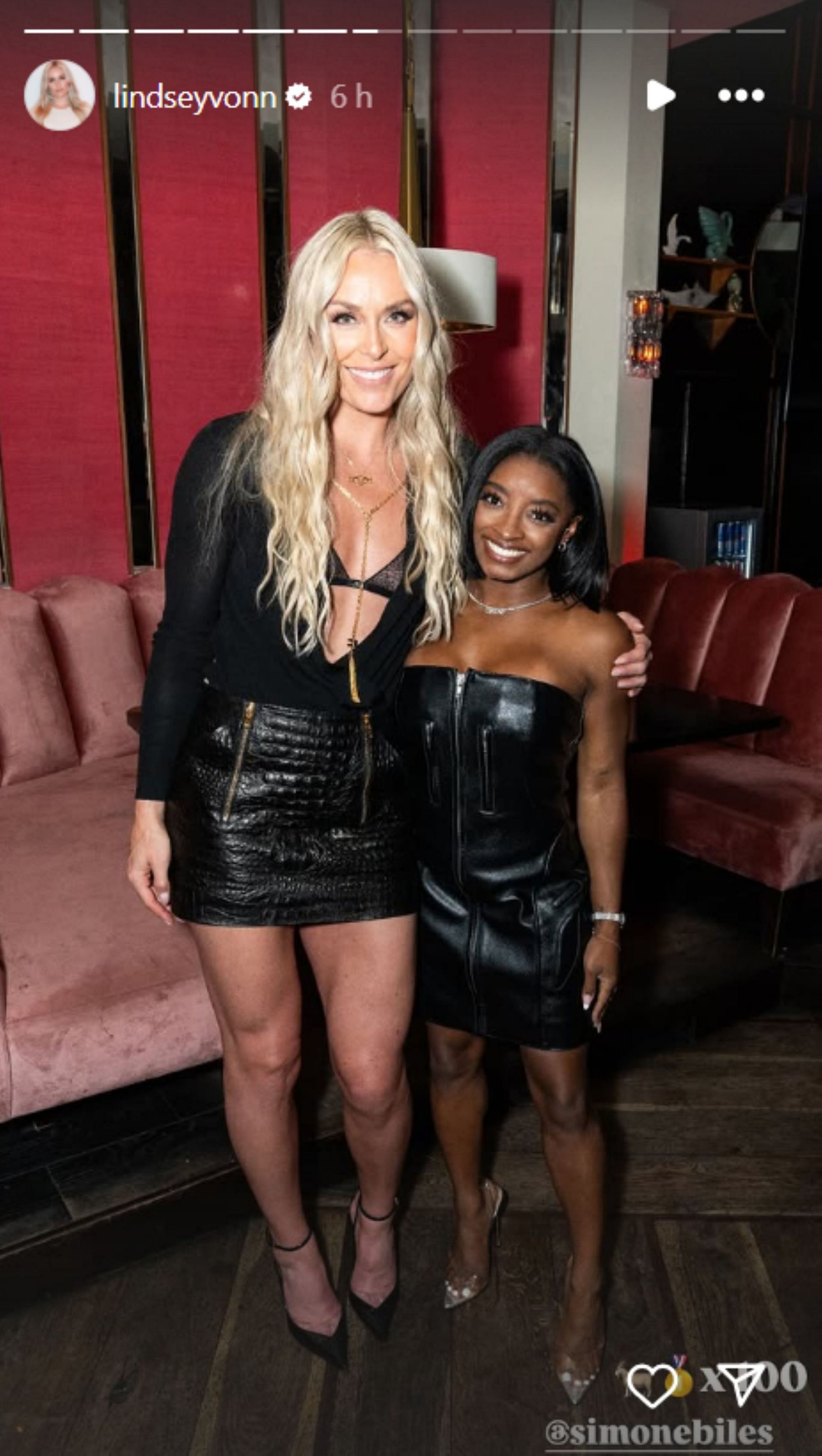 Vonn and Biles at Red Bull event; Instaggram - @lindseyvonn